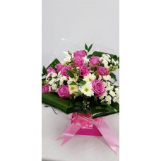 Pink Roses with White Flowers 