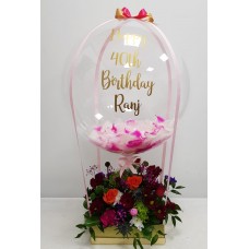 Personalised Hot Air Balloon with Flowers Bouquet 