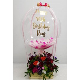 Personalised Hot Air Balloon with Flowers Bouquet 