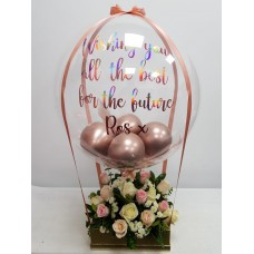 Personalised Hot Air Balloon With Flowers Bouquet 